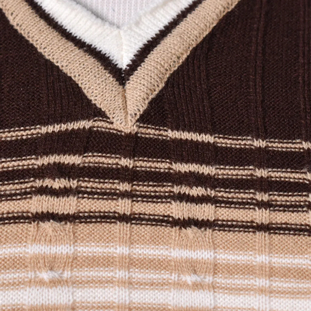 1970s Brown Striped Polo Top