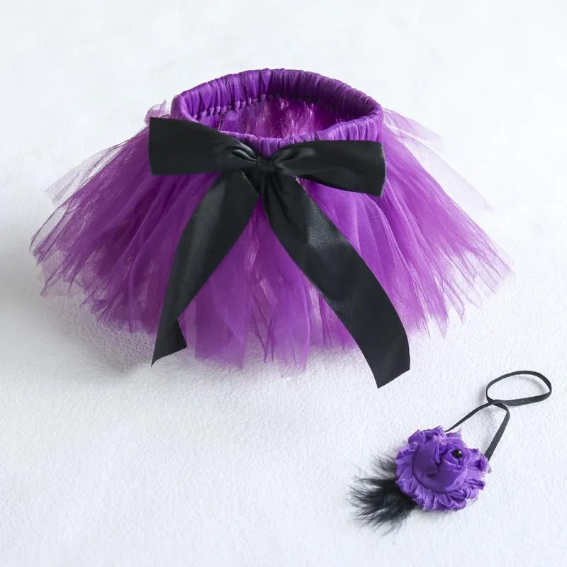 2-Piece Solid Bow Decor Tutu Skirt and Headband Wholesale children's clothing