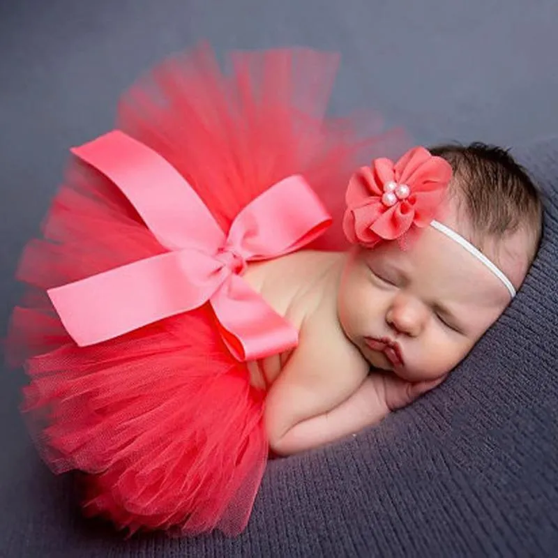 2-Piece Solid Bow Decor Tutu Skirt and Headband Wholesale children's clothing