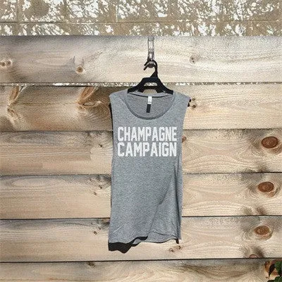 2016 Summer T Shirt Women Fashion CHAMPAGNE CAMPAIGN Printed Punk Rock Shirt Sleeveless Casual Women T-shirts