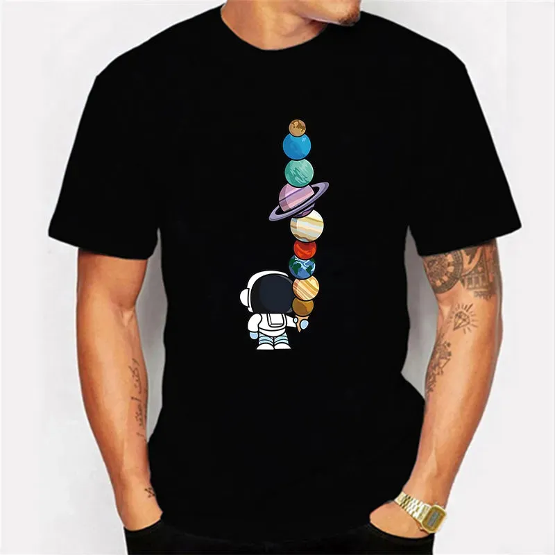 2023 Men's T-shirt Short Sleeve Tees Men's Loose T-shirt Men's Tops New Brand Men's Space Astronaut T-shirt Camisetas De Hombre