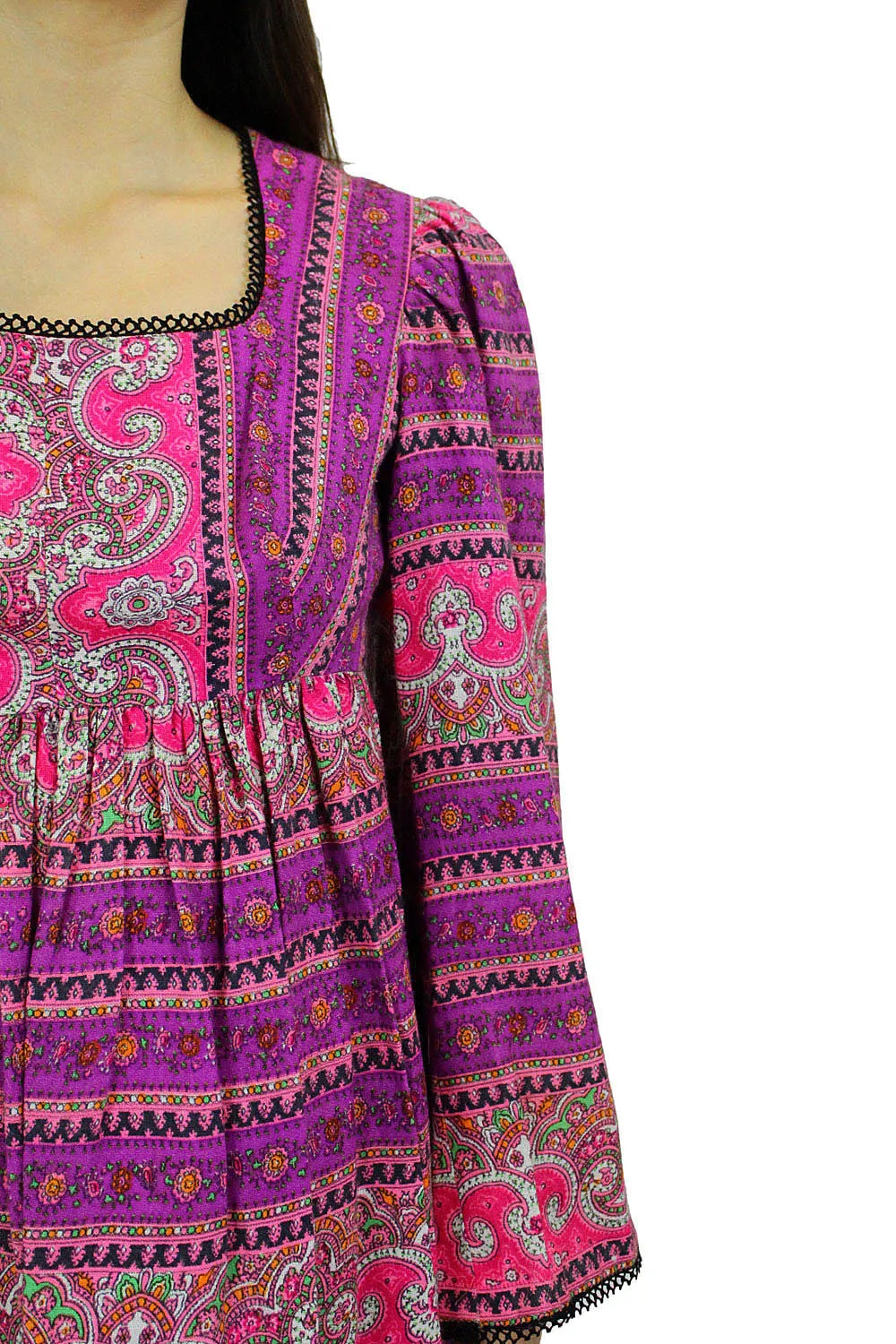 60s Babydoll Paisley Mini Dress XS