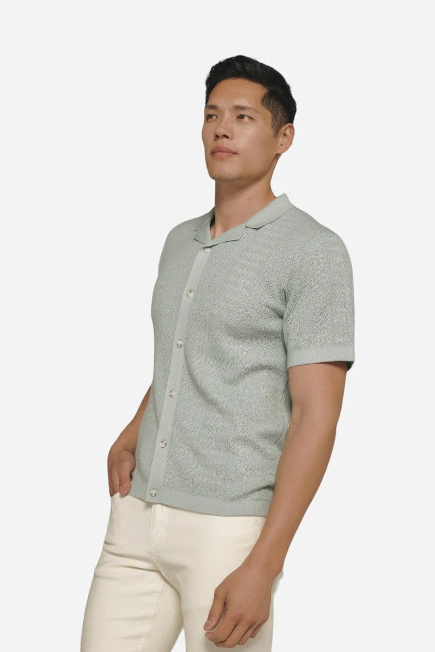 7 Diamonds Jonas Button Down Sweater Polo in Sage