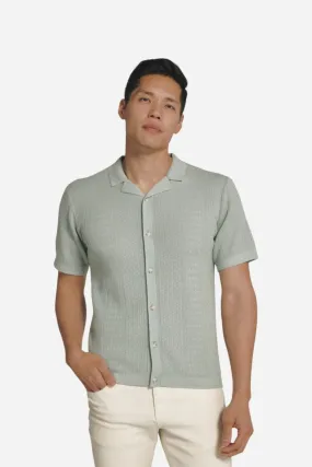 7 Diamonds Jonas Button Down Sweater Polo in Sage