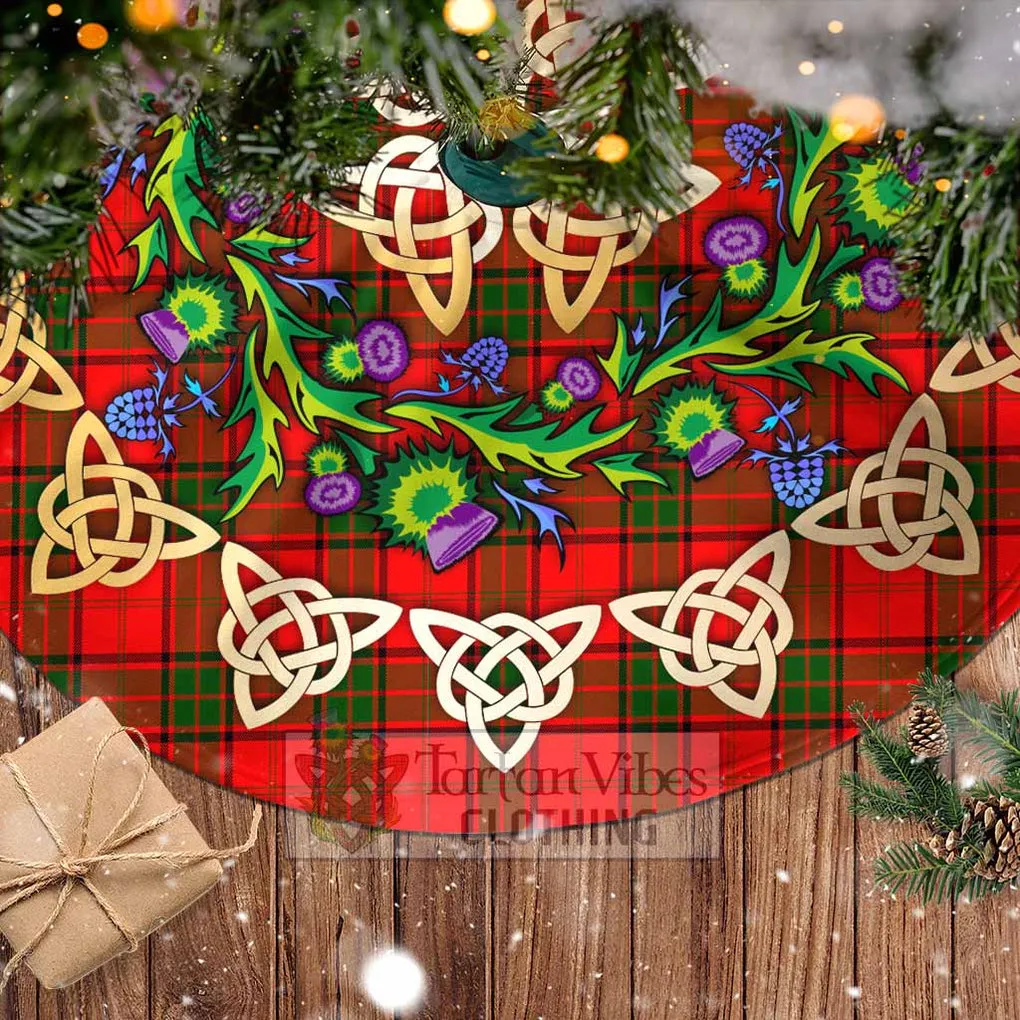 Adair Tartan Christmas Tree Skirt with Thistle Celtic Knot Style