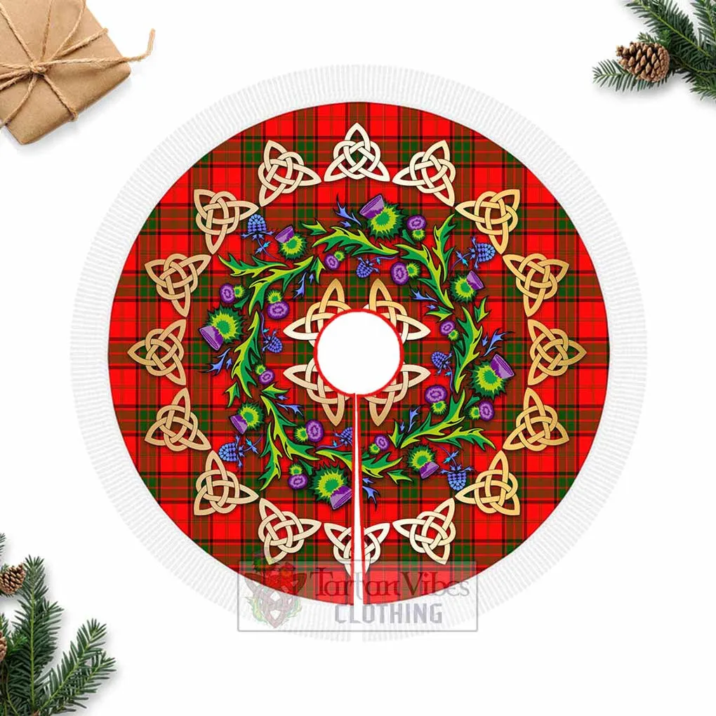 Adair Tartan Christmas Tree Skirt with Thistle Celtic Knot Style