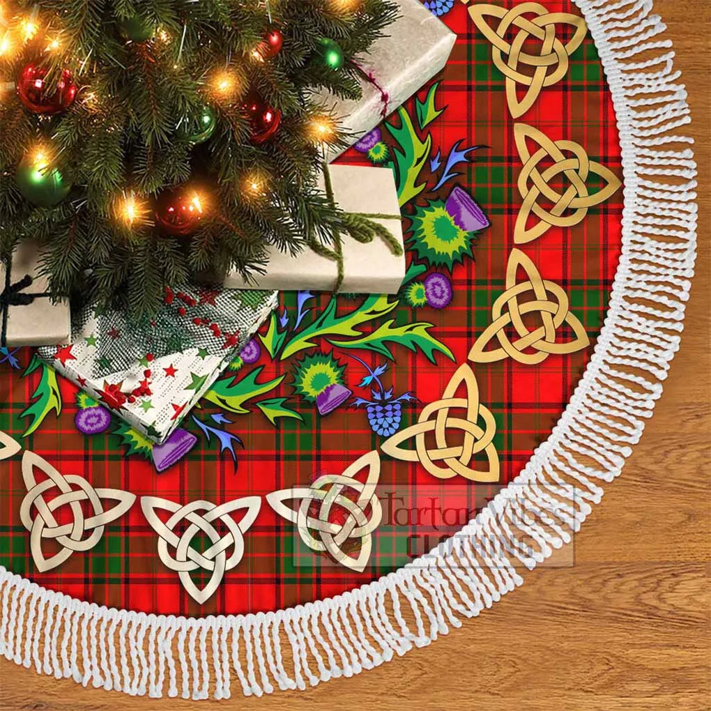 Adair Tartan Christmas Tree Skirt with Thistle Celtic Knot Style