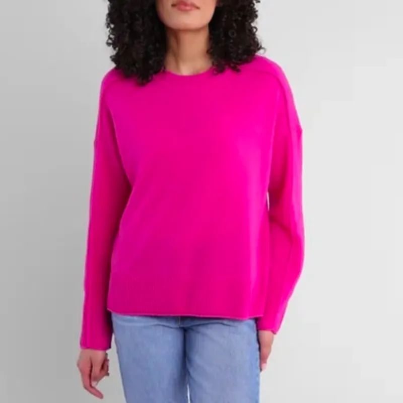 Alashan Cashmere Emilia Jersey Roll Sweater  - Dragonfruit PInk