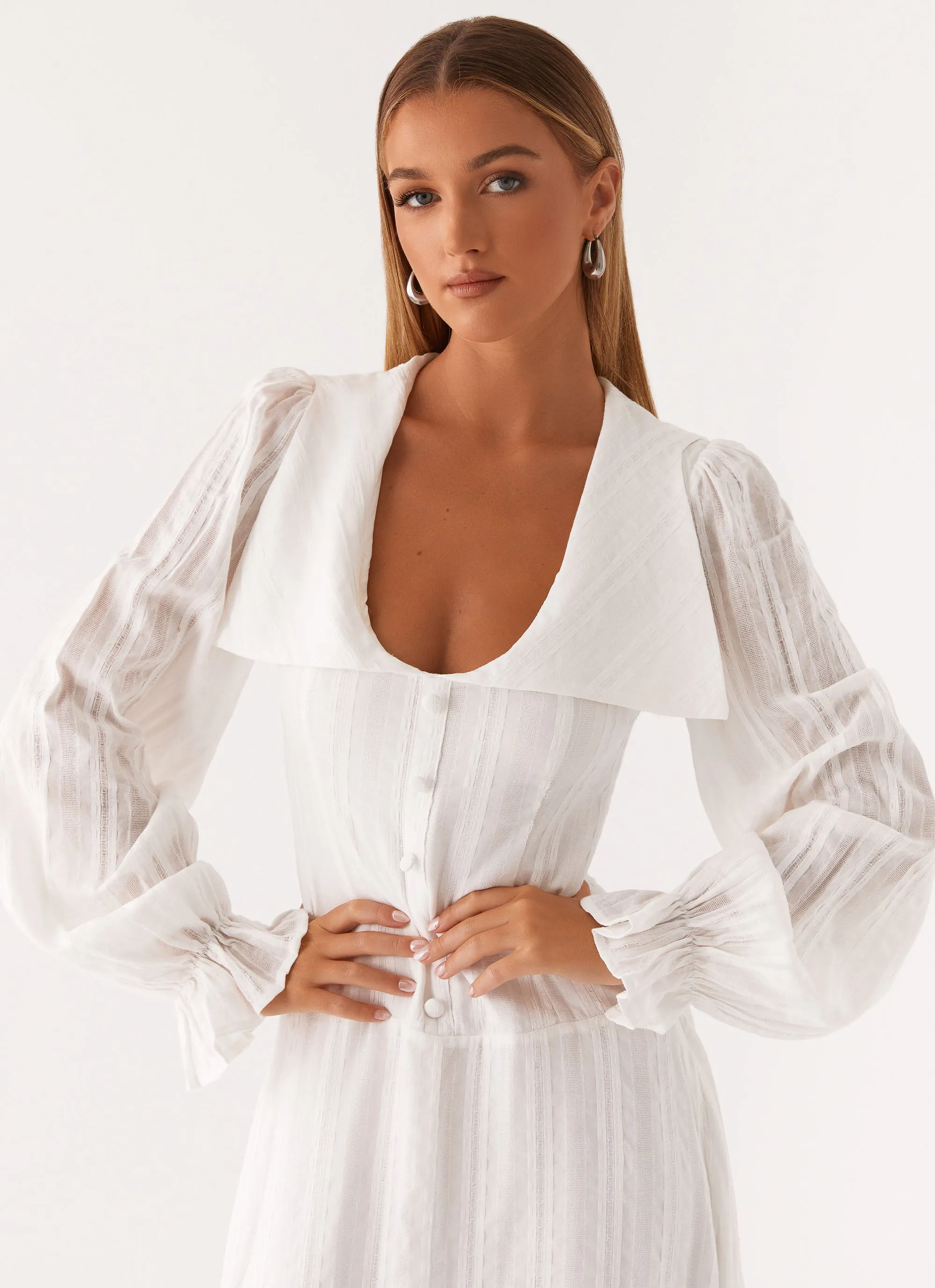 Alima Long Sleeve Maxi Dress - White