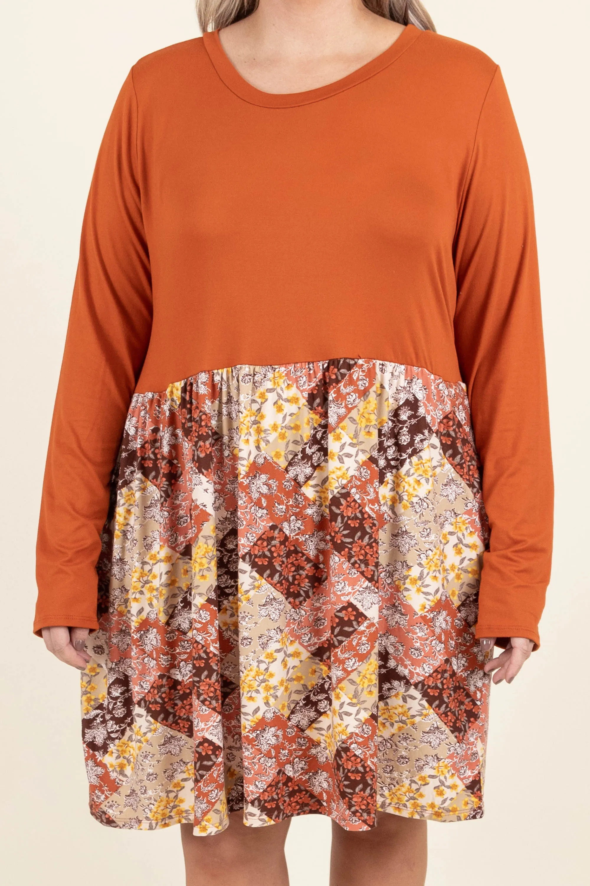 Autumn Fields Dress, Rust/Taupe