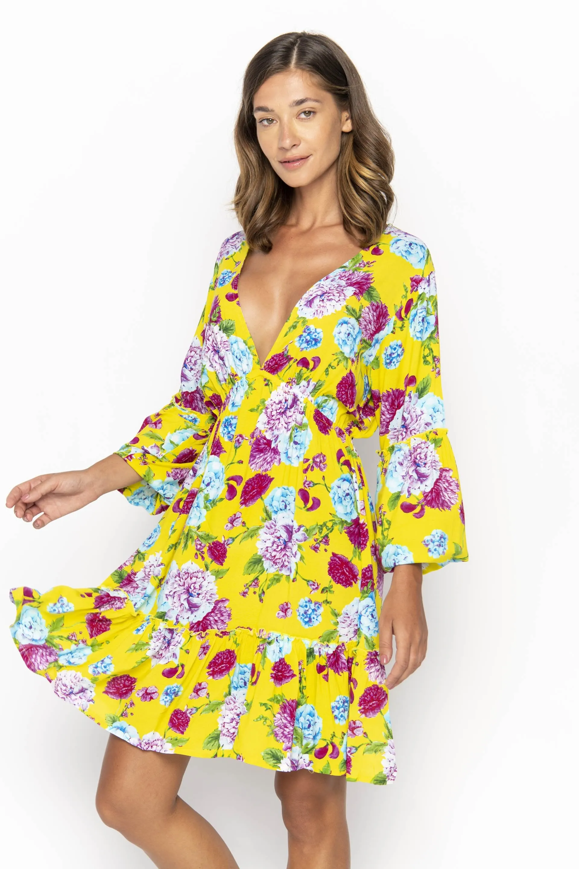 Baby Doll, Tropical Dandelion Yellow, Mini Dress