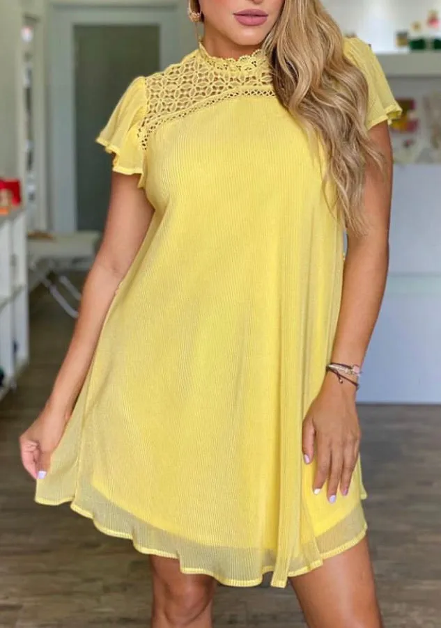 Babydoll Yellow Short Dress