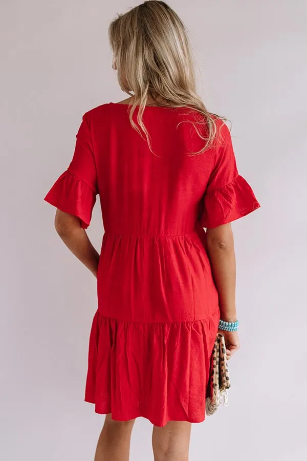 Bahama Brunch Babydoll Dress in Red