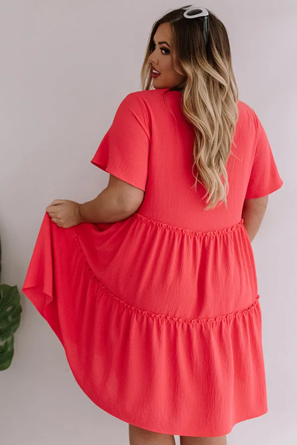 Bali Daydream Babydoll Dress In Coral Curves