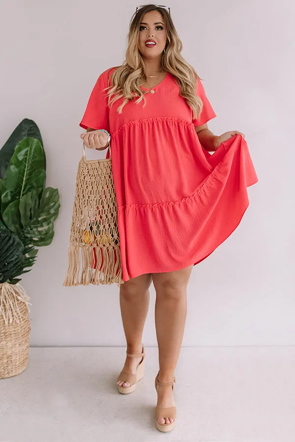 Bali Daydream Babydoll Dress In Coral Curves