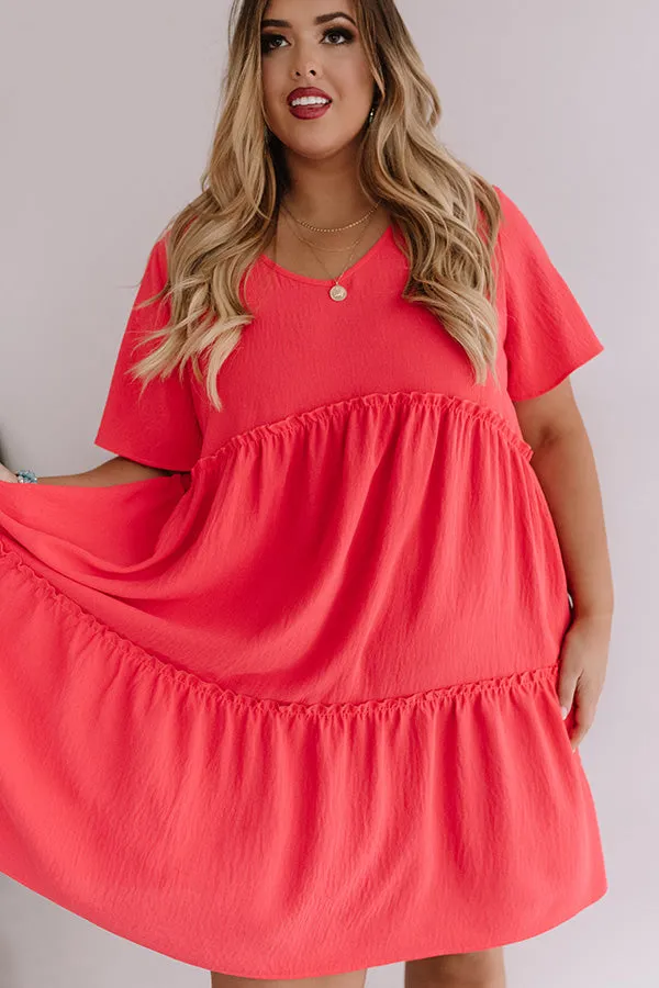 Bali Daydream Babydoll Dress In Coral Curves