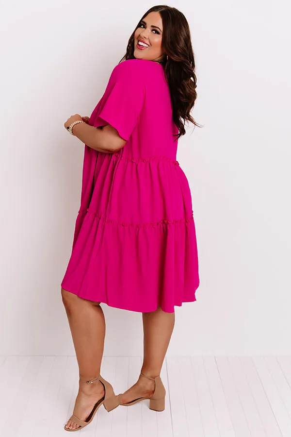 Bali Daydream Babydoll Dress In Fuchsia  Curves