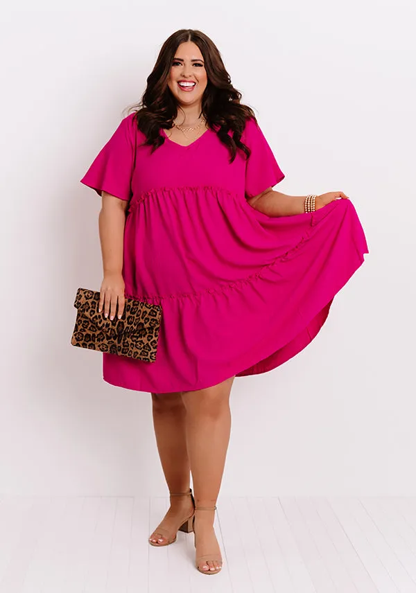 Bali Daydream Babydoll Dress In Fuchsia  Curves