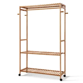 Bamboo Clothes Rack Coat Stand Garment Hanger Wardrobe Portable Airer