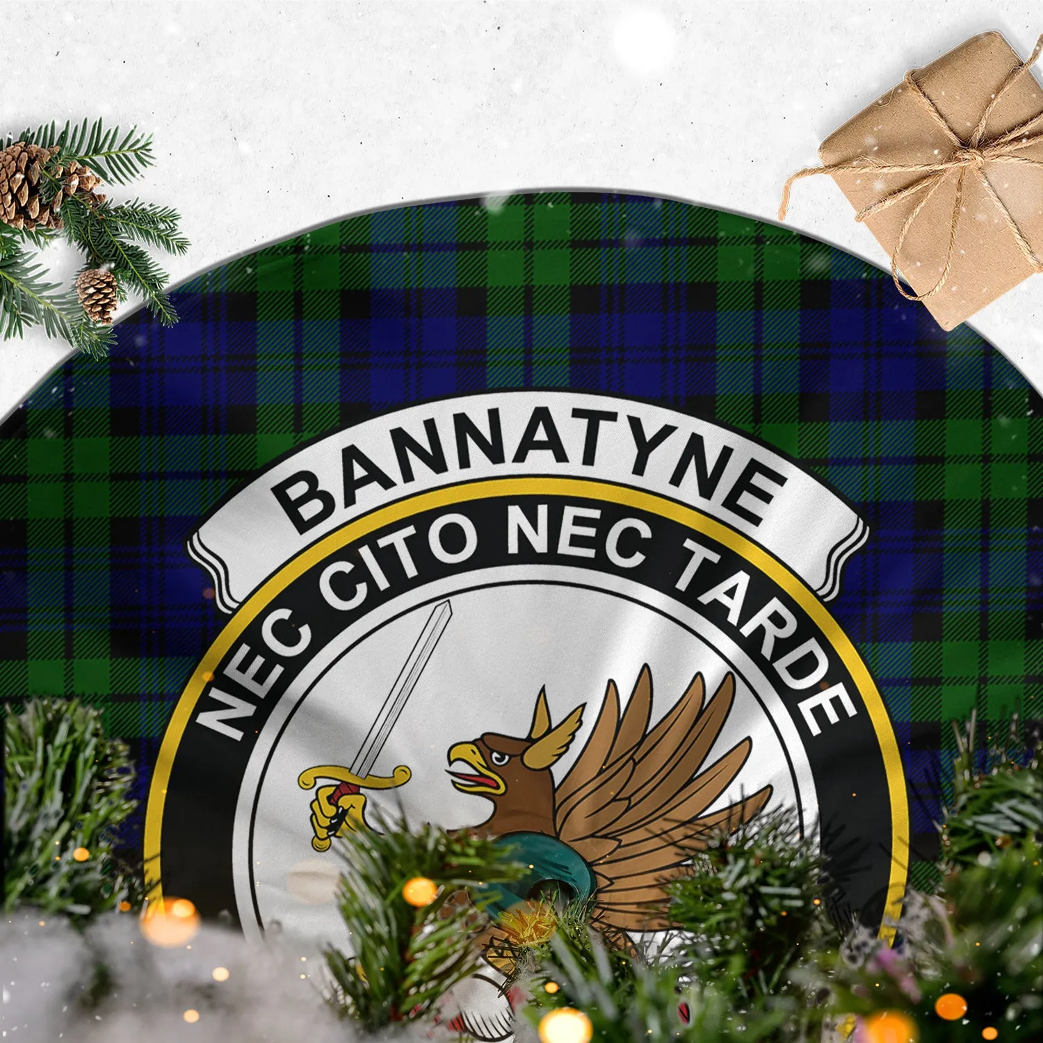 Bannatyne Tartan Christmas Tree Skirt with Family Crest