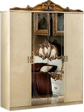 Barocco Ivory/Gold 4 Door Wardrobe