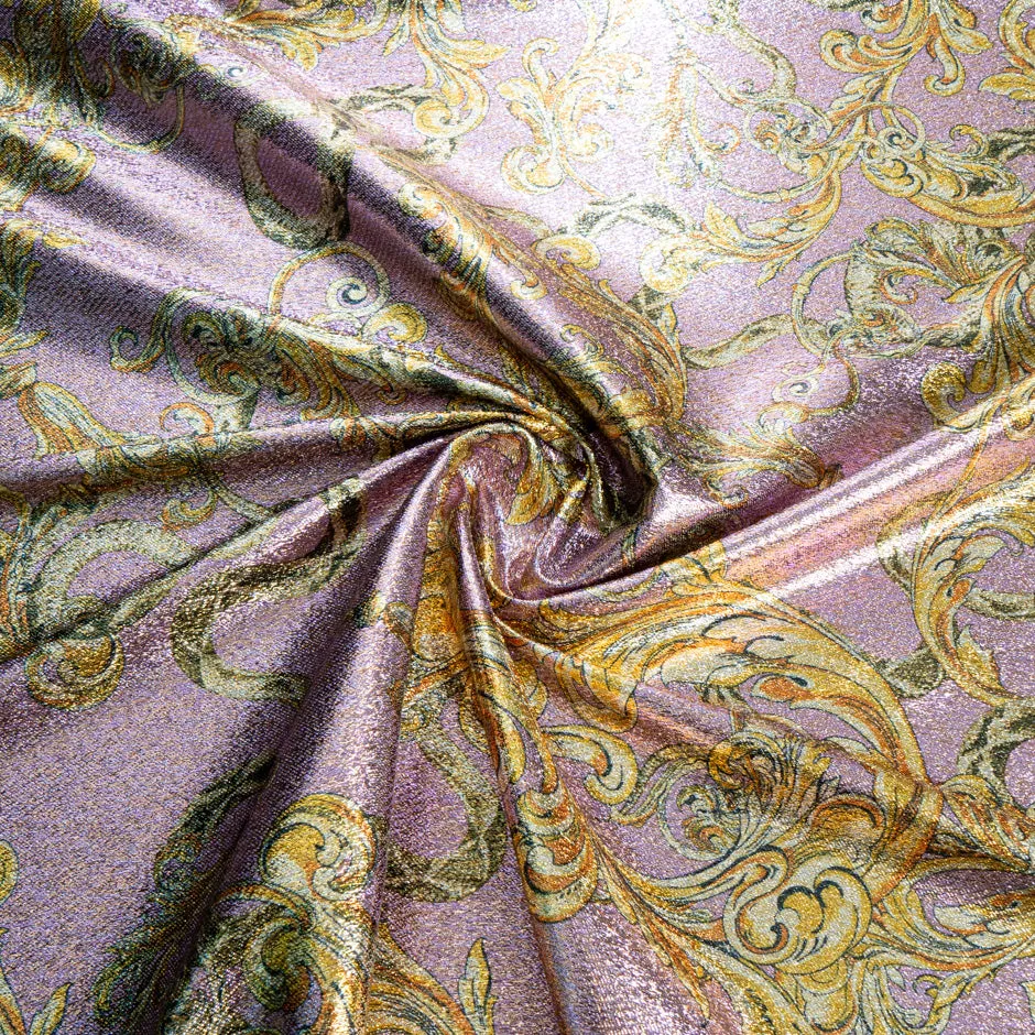 Baroque Printed Pink Lamé Brocade