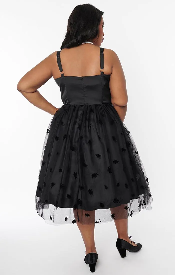 Beetlejuice x Unique Vintage Flocked Cockroach Swing Dress