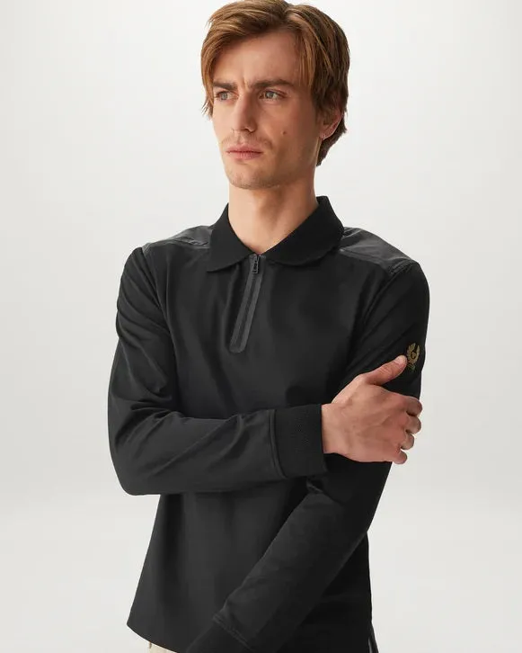 Belstaff Shuttle Long Sleeve Polo Shirt in Black