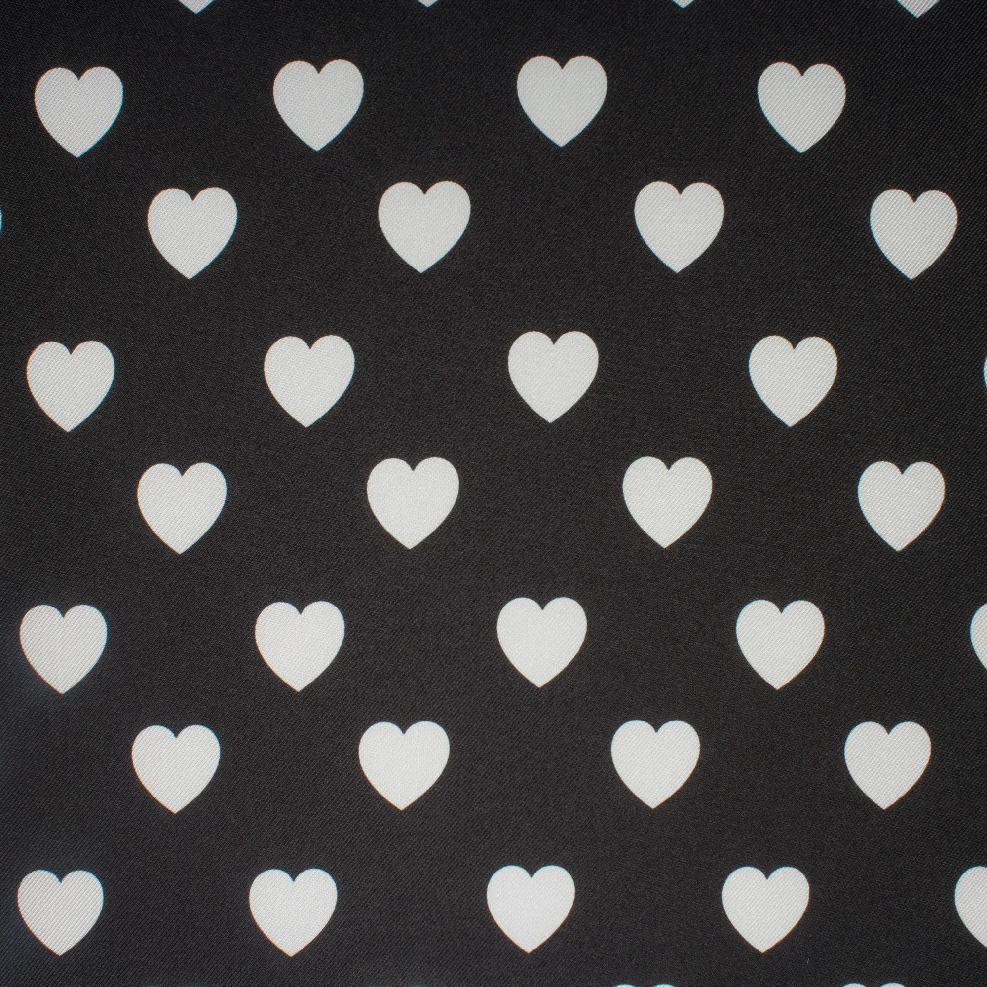 Black & White Heart Poly Printed Twill