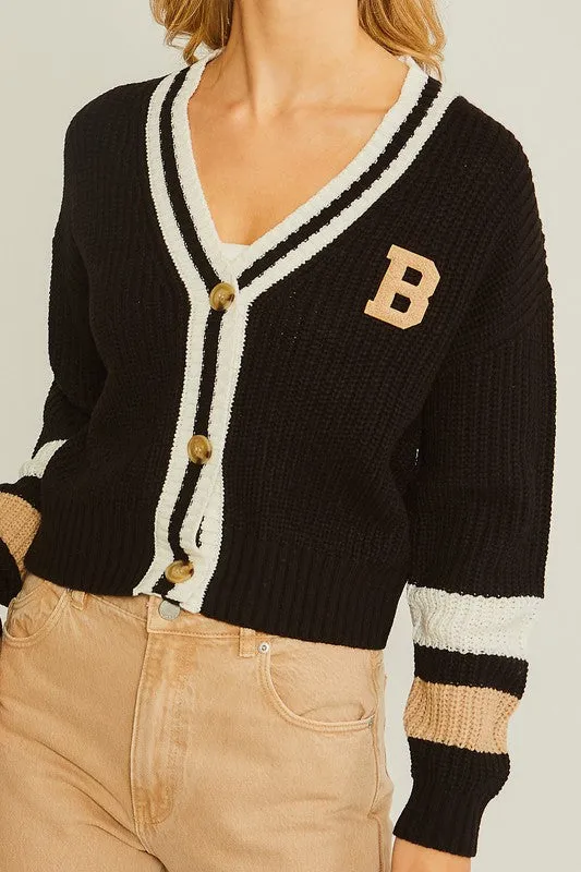 Black Contrast Trim Detail Cardigan