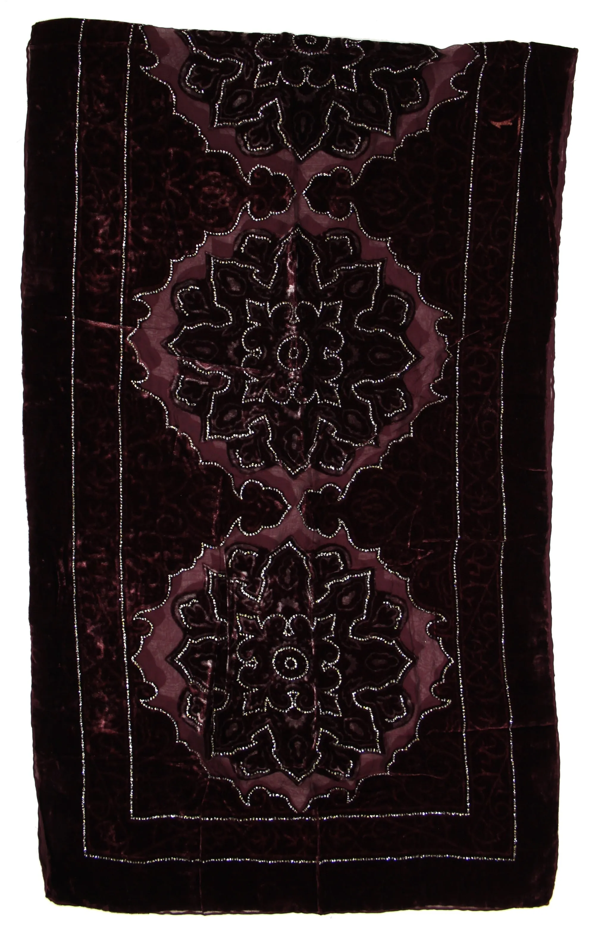 Black   Grey Patterned Devore Velvet Scarf (170 x 52cm)