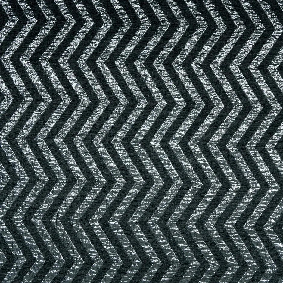 Black Metallic Chevron Jacquard Brocade