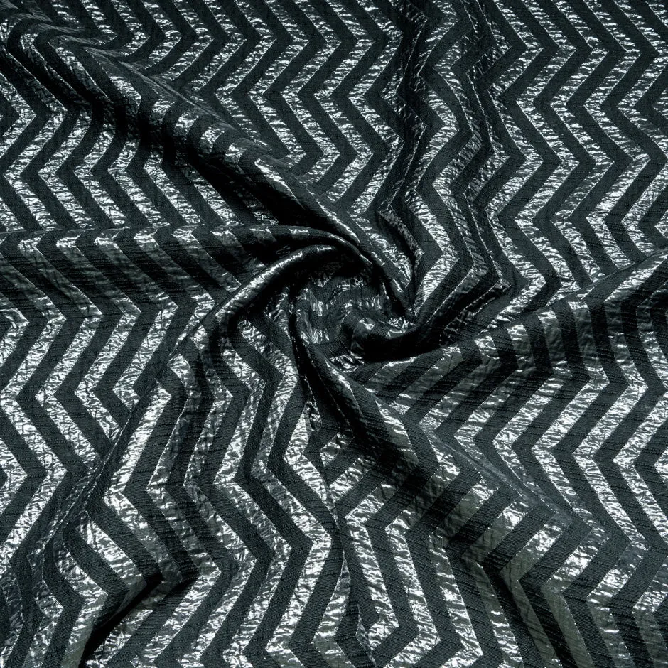 Black Metallic Chevron Jacquard Brocade