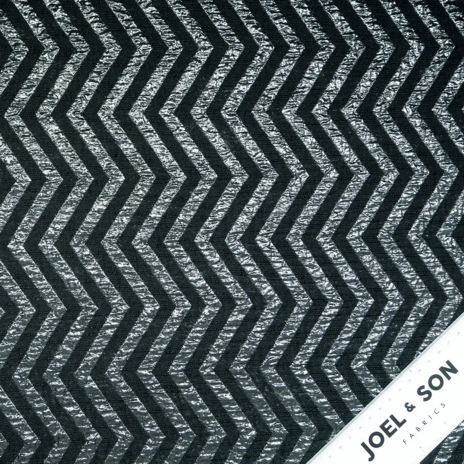 Black Metallic Chevron Jacquard Brocade