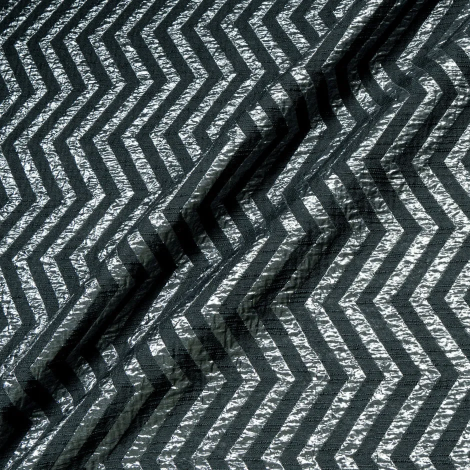 Black Metallic Chevron Jacquard Brocade