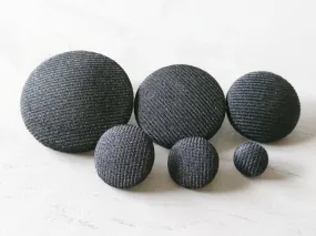 Black Suit Fabric Covered Buttons - Choice of Button Sizes