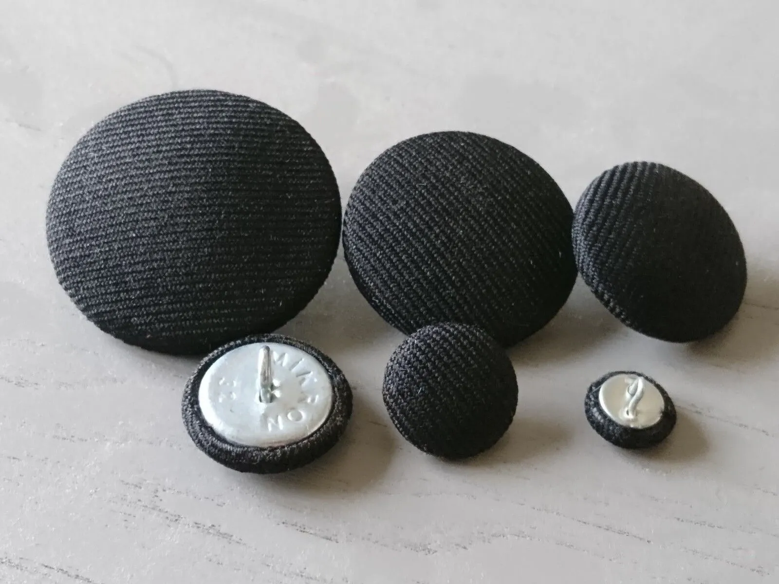 Black Suit Fabric Covered Buttons - Choice of Button Sizes