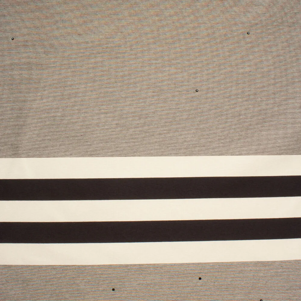 Black/Cream Stripe Mikado with Stones