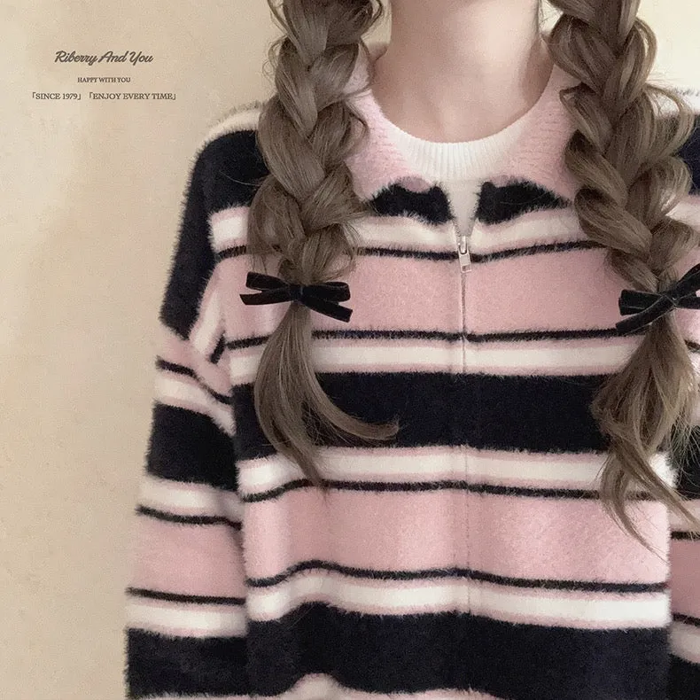 Blackpink faux fur polo oversized sweater