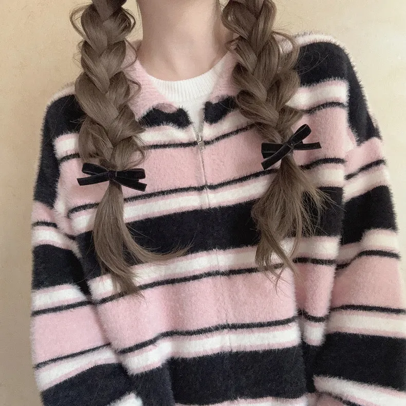 Blackpink faux fur polo oversized sweater