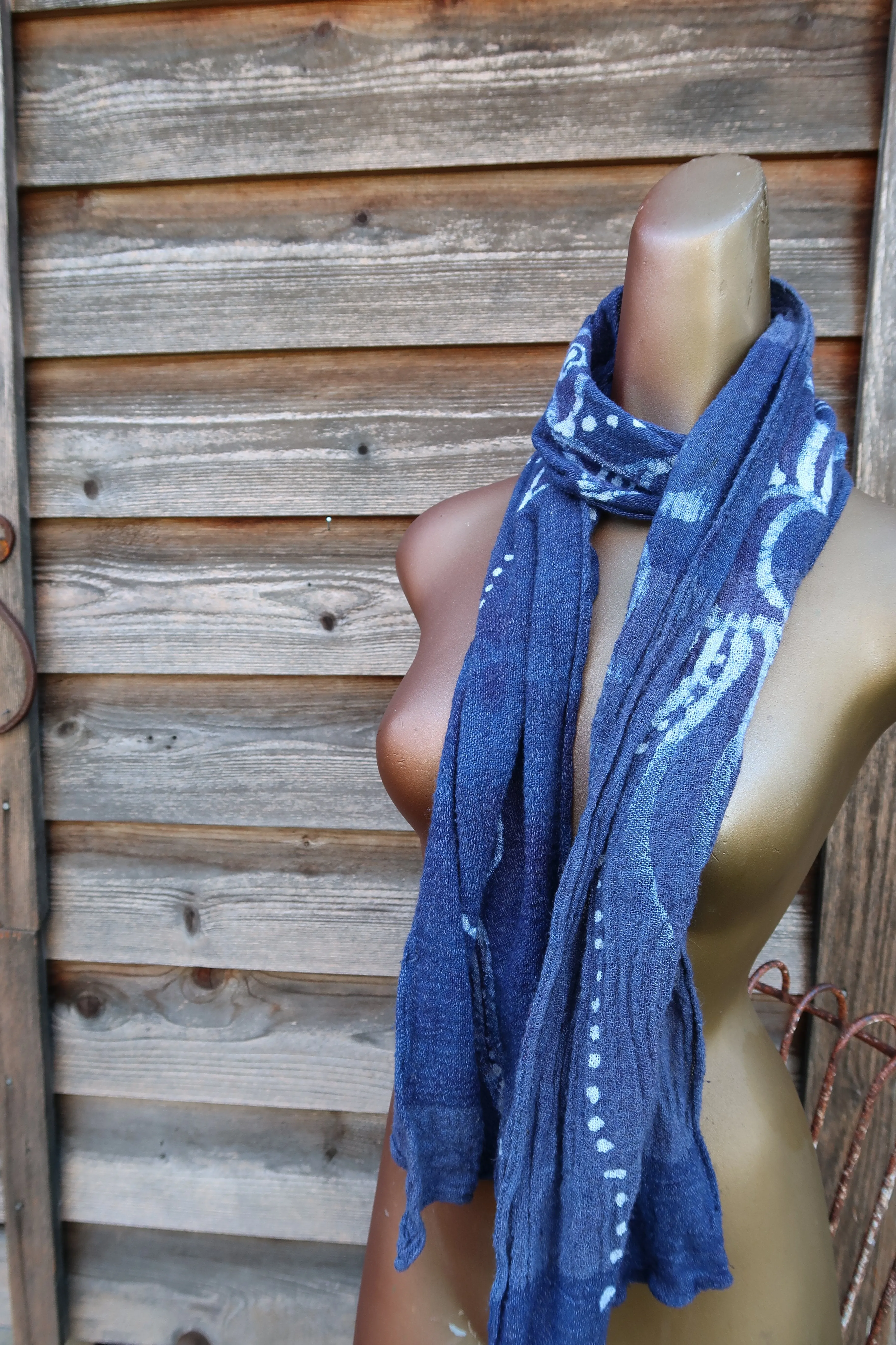 Blue Moon Batik Handmade Scarf in Woven Organic Cotton