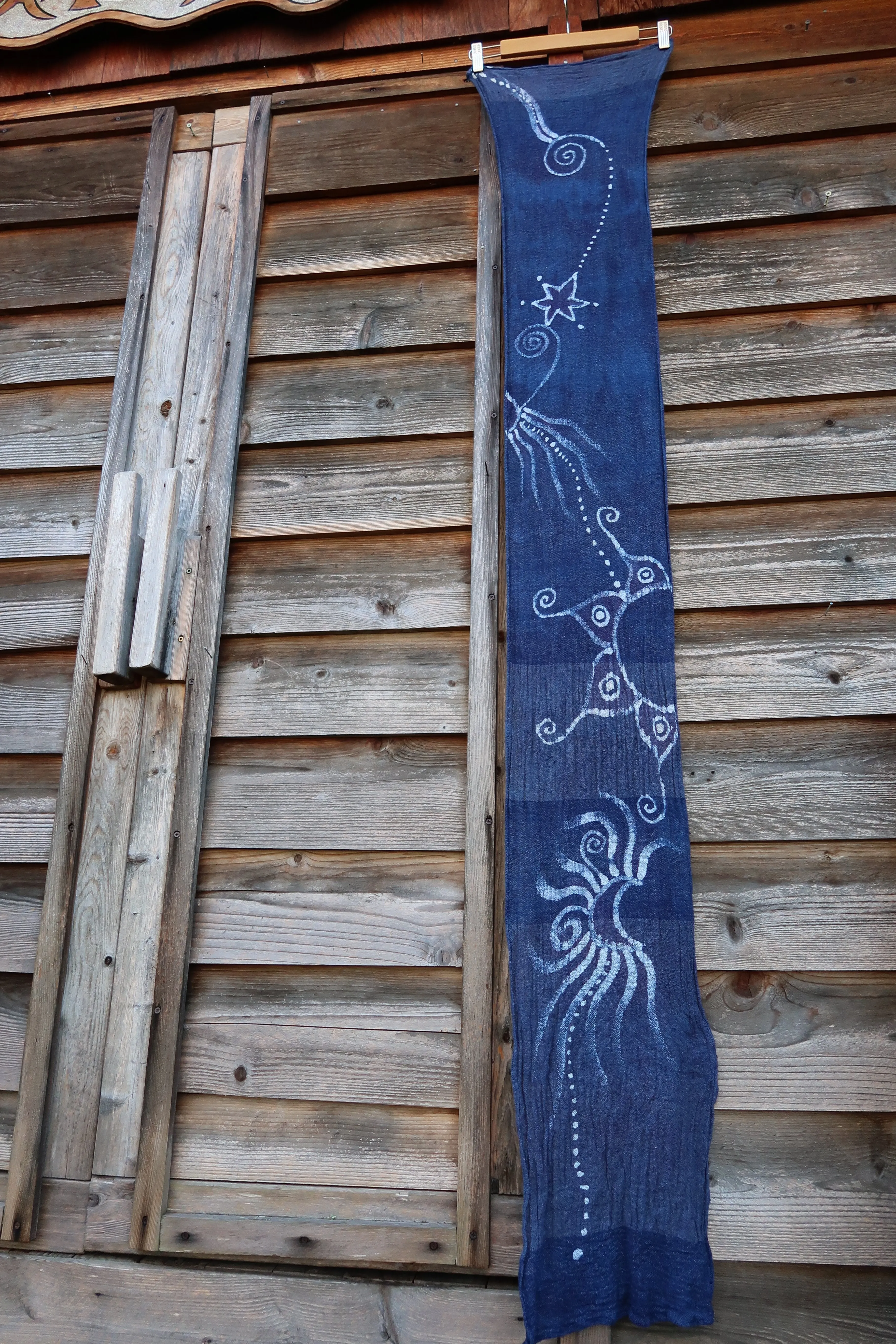 Blue Moon Batik Handmade Scarf in Woven Organic Cotton