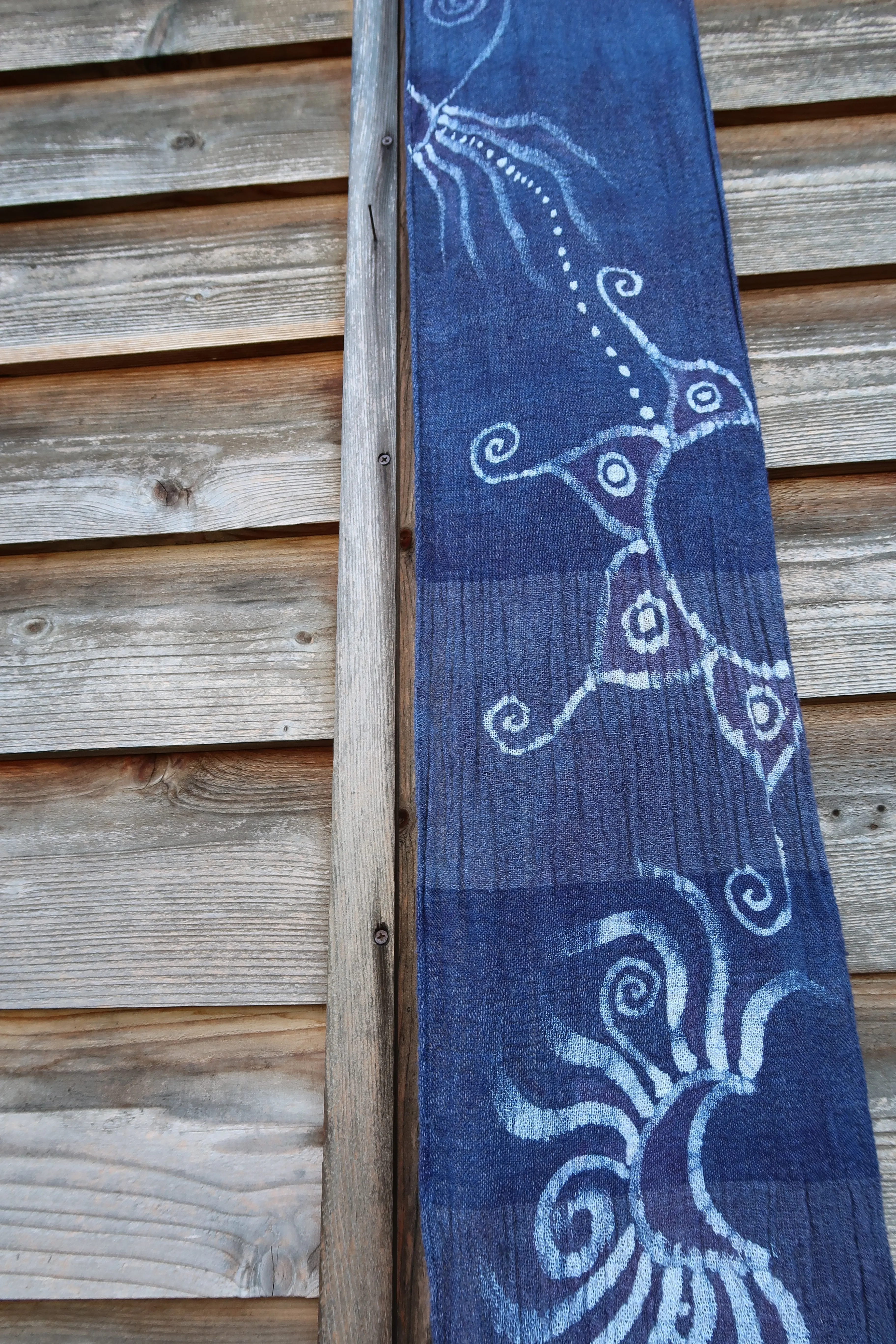 Blue Moon Batik Handmade Scarf in Woven Organic Cotton