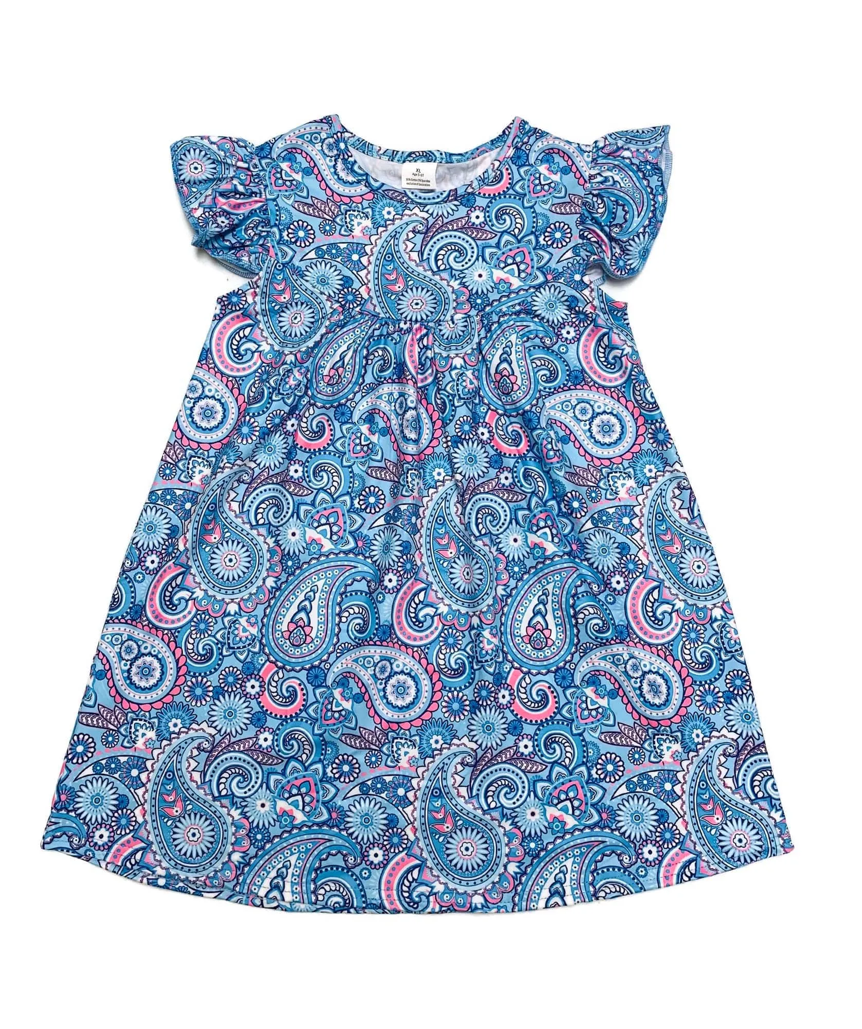 Blue Paisley Flutter Milk Silk Dress