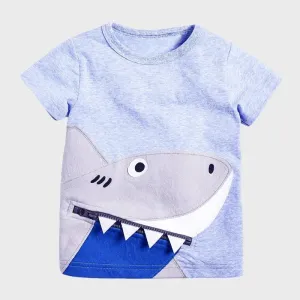 Boy'S T-Shirt Knitted Cotton Short Sleeve Cartoon Children'S T-Shirt