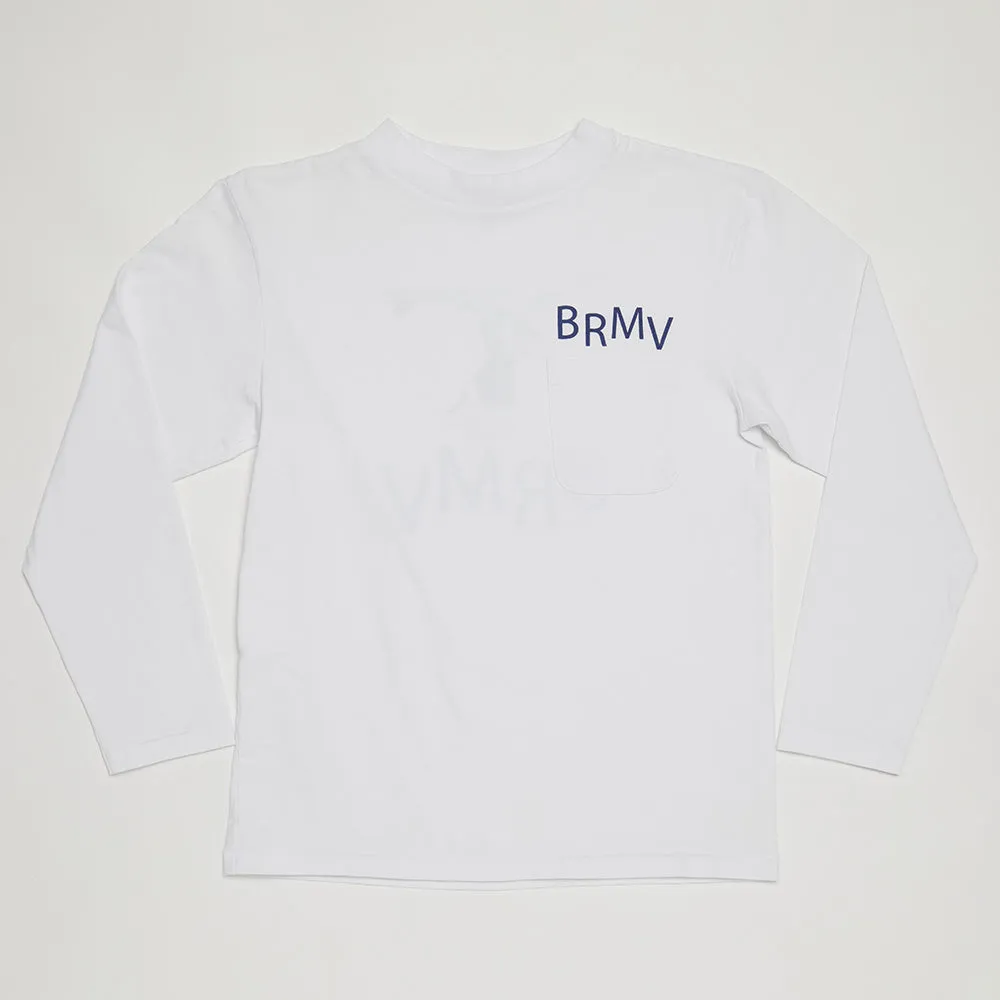 BRMV Mock Neck Long Sleeve Tee (White)