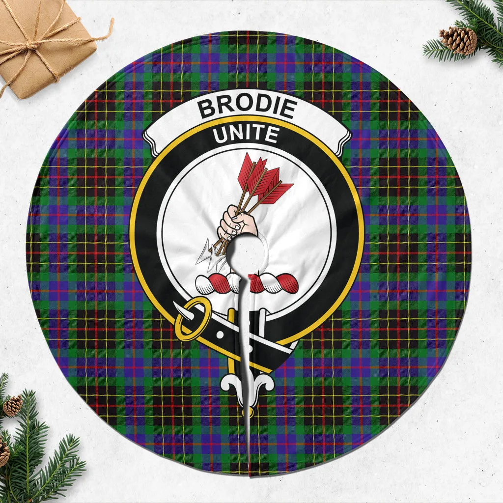 Brodie Hunting Modern Tartan Christmas Tree Skirt with Family Crest