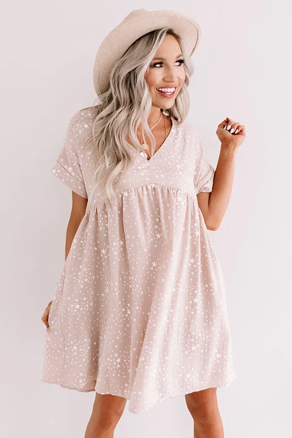 Casual Occasion Babydoll Dress In Iced Latte