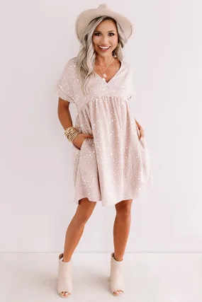 Casual Occasion Babydoll Dress In Iced Latte