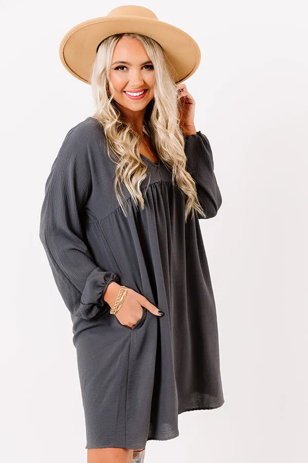 Charming Pose Babydoll Dress In Charcoal